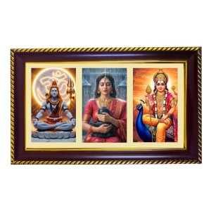 Shiva-Parvti-Murgan Photo Frame 8x4 Inch | Glossy Maroon Polystyrene Frame | Divine Wall & Table Decor | Temple Decoration & Gift Item (Pack Of 1) (F20840) Shiva-Parvti-Murgan Photo Frame 8x4 Inch | Glossy Maroon Polystyrene Frame | Divine Wall & Table Decor | Temple Decoration & Gift Item (Pack Of 1) (F20840)