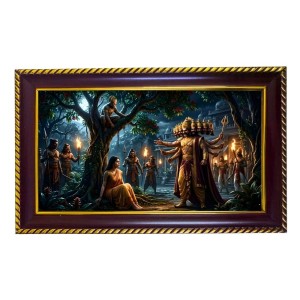 Mata Sita Haran Photo Frame 14x10 Inch | Glossy Maroon Polystyrene Frame | Divine Wall & Table Decor | Temple Decoration & Gift Item (Pack Of 1) (F20392) Mata Sita Haran Photo Frame 14x10 Inch | Glossy Maroon Polystyrene Frame | Divine Wall & Table Decor | Temple Decoration & Gift Item (Pack Of 1) (F20392)