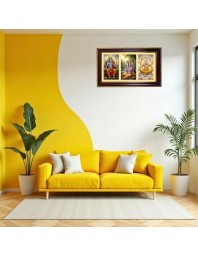 Ram-Krishna-Narshima Photo Frame 8x4 Inch | Glossy Maroon Polystyrene Frame | Divine Wall & Table Decor | Temple Decoration & Gift Item (Pack Of 1) (F21491)