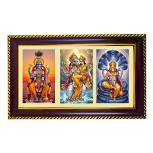 Lord Vishnu Avtar Photo Frame 14x10 Inch | Glossy Maroon Polystyrene Frame | Divine Wall & Table Decor | Temple Decoration & Gift Item (Pack Of 1) (F21029)