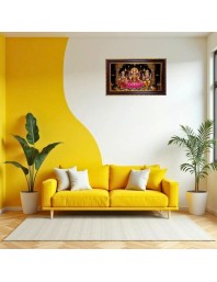 Lakshmi -Gannesha-Sarswati Photo Frame 14x10 Inch | Glossy Maroon Polystyrene Frame | Divine Wall & Table Decor | Temple Decoration & Gift Item (Pack Of 1) (F20075)