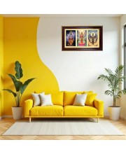 Vishnu-Lakshmi-Garuda Photo Frame 10x6 Inch | Glossy Maroon Polystyrene Frame | Divine Wall & Table Decor | Temple Decoration & Gift Item (Pack Of 1) (F21016)