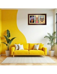 Vishnu-Lakshmi-Garuda Photo Frame 10x6 Inch | Glossy Maroon Polystyrene Frame | Divine Wall & Table Decor | Temple Decoration & Gift Item (Pack Of 1) (F21016)