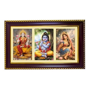 Lakshmi-Krishna-Radha Photo Frame 12x8 Inch | Glossy Maroon Polystyrene Frame | Divine Wall & Table Decor | Temple Decoration & Gift Item (Pack Of 1) (F20776) Lakshmi-Krishna-Radha Photo Frame 12x8 Inch | Glossy Maroon Polystyrene Frame | Divine Wall & Table Decor | Temple Decoration & Gift Item (Pack Of 1) (F20776)