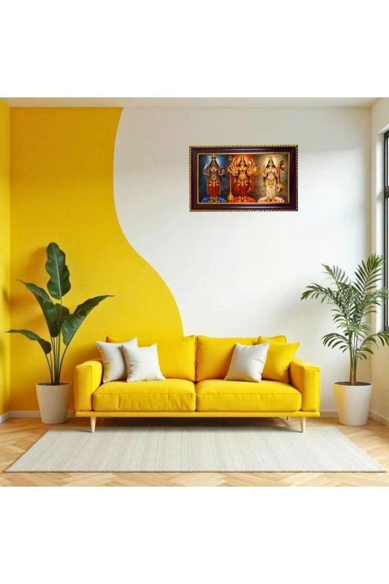 TriDevi Photo Frame 8x4 Inch | Glossy Maroon Polystyrene Frame | Divine Wall & Table Decor | Temple Decoration & Gift Item (Pack Of 1) (F20131)