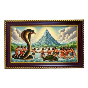 Samudrmanthan Photo Frame 10x6 Inch | Glossy Maroon Polystyrene Frame | Divine Wall & Table Decor | Temple Decoration & Gift Item (Pack Of 1) (F20362)