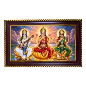 Tridevi Photo Frame 8x4 Inch | Glossy Maroon Polystyrene Frame | Divine Wall & Table Decor | Temple Decoration & Gift Item (Pack Of 1) (F20264)