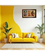 Ram-Sita-Durga Photo Frame 14x10 Inch | Glossy Maroon Polystyrene Frame | Divine Wall & Table Decor | Temple Decoration & Gift Item (Pack Of 1) (F20955)