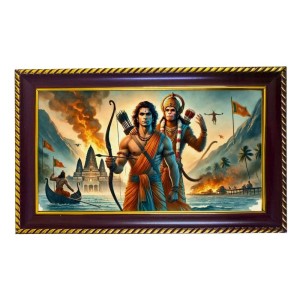 Lord Ram & Lord Hanuman Photo Frame 12x8 Inch | Glossy Maroon Polystyrene Frame | Divine Wall & Table Decor | Temple Decoration & Gift Item (Pack Of 1) (F20504) Lord Ram & Lord Hanuman Photo Frame 12x8 Inch | Glossy Maroon Polystyrene Frame | Divine Wall & Table Decor | Temple Decoration & Gift Item (Pack Of 1) (F20504)