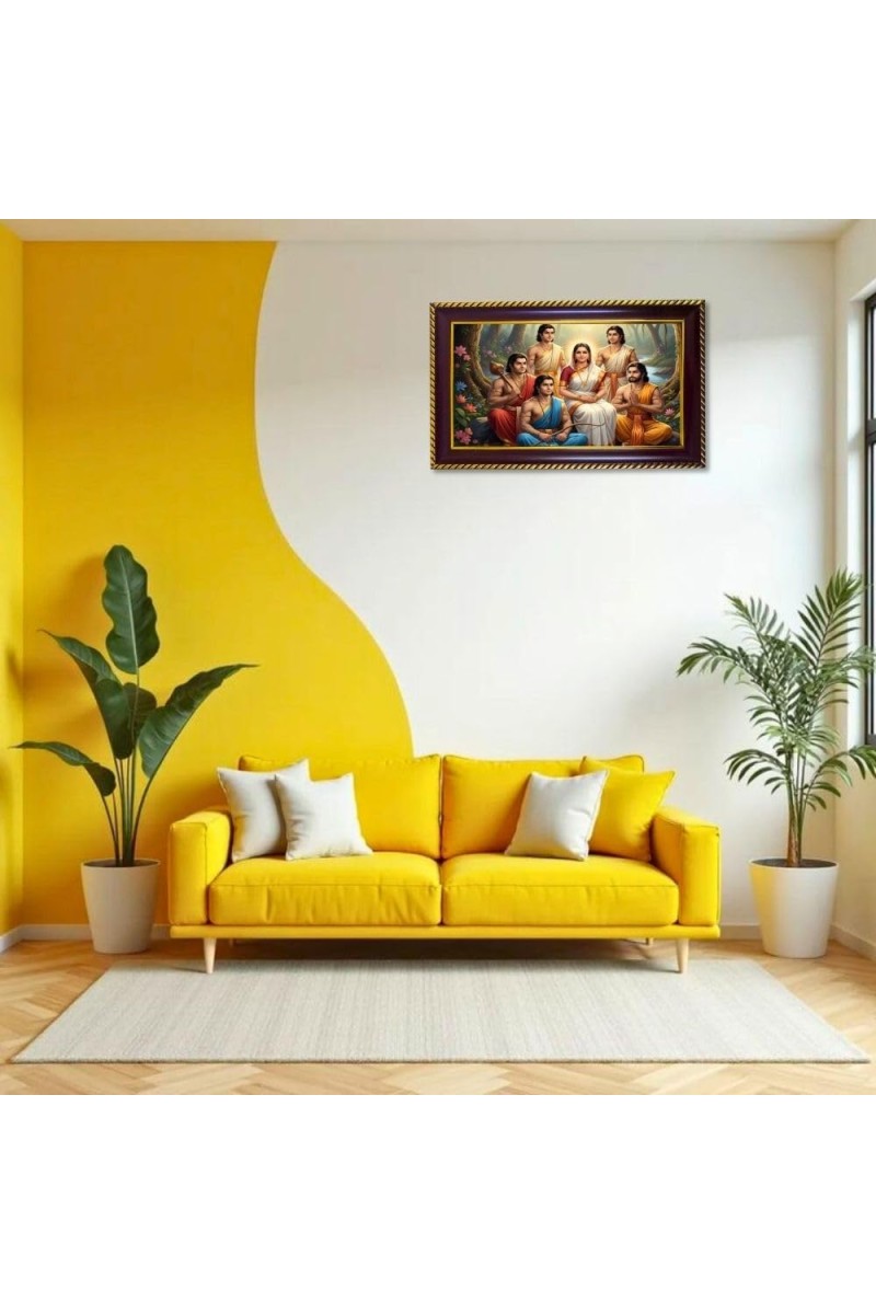 Ramayaan Scene Photo Frame 10x6 Inch | Glossy Maroon Polystyrene Frame | Divine Wall & Table Decor | Temple Decoration & Gift Item (Pack Of 1) (F20288)