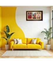Shiva-Parvati-Ganesha Photo Frame 12x8 Inch | Glossy Maroon Polystyrene Frame | Divine Wall & Table Decor | Temple Decoration & Gift Item (Pack Of 1) (F21316)