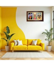 Vishnu-Laxmi-Garuda Photo Frame 10x6 Inch | Glossy Maroon Polystyrene Frame | Divine Wall & Table Decor | Temple Decoration & Gift Item (Pack Of 1) (F20925)