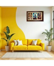 Sarswati-Krishna-Radha Photo Frame 12x8 Inch | Glossy Maroon Polystyrene Frame | Divine Wall & Table Decor | Temple Decoration & Gift Item (Pack Of 1) (F20959)