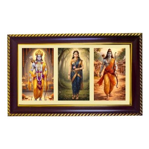 Ram-Sita-Laxman Photo Frame 8x4 Inch | Glossy Maroon Polystyrene Frame | Divine Wall & Table Decor | Temple Decoration & Gift Item (Pack Of 1) (F20897) Ram-Sita-Laxman Photo Frame 8x4 Inch | Glossy Maroon Polystyrene Frame | Divine Wall & Table Decor | Temple Decoration & Gift Item (Pack Of 1) (F20897)