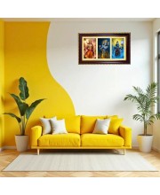 Vishnu-Krishna-Shiva Photo Frame 10x6 Inch | Glossy Maroon Polystyrene Frame | Divine Wall & Table Decor | Temple Decoration & Gift Item (Pack Of 1) (F21437)