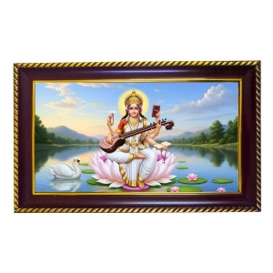 Sarswati Mata Photo Frame 10x6 Inch | Glossy Maroon Polystyrene Frame | Divine Wall & Table Decor | Temple Decoration & Gift Item (Pack Of 1) (F20356) Sarswati Mata Photo Frame 10x6 Inch | Glossy Maroon Polystyrene Frame | Divine Wall & Table Decor | Temple Decoration & Gift Item (Pack Of 1) (F20356)