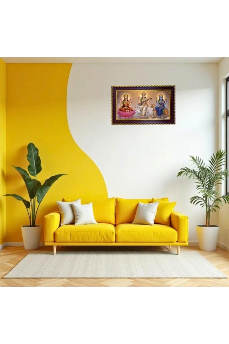Tridevi Photo Frame 8x4 Inch | Glossy Maroon Polystyrene Frame | Divine Wall & Table Decor | Temple Decoration & Gift Item (Pack Of 1) (F20195)