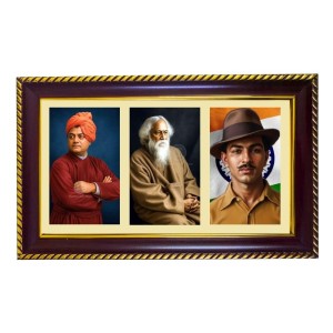 Swami Vivekananda, Rabindranath Tagore, And Subhas Chandra Bose. Photo Frame 10x6 Inch | Glossy Maroon Polystyrene Frame | Divine Wall & Table Decor | Temple Decoration & Gift Item (Pack Of 1) (F21251 Swami Vivekananda, Rabindranath Tagore, And Subhas Chandra Bose. Photo Frame 10x6 Inch | Glossy Maroon Polystyrene Frame | Divine Wall & Table Decor | Temple Decoration & Gift Item (Pack Of 1) (F21251