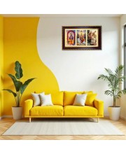 Vishnu-Laxmi-Sarswati Photo Frame 10x6 Inch | Glossy Maroon Polystyrene Frame | Divine Wall & Table Decor | Temple Decoration & Gift Item (Pack Of 1) (F20929)