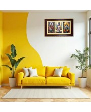 Radha-Krishna-Ganesha Photo Frame 12x8 Inch | Glossy Maroon Polystyrene Frame | Divine Wall & Table Decor | Temple Decoration & Gift Item (Pack Of 1) (F21301)