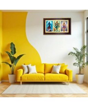 Shiva-Parvti-Murgan Photo Frame 14x10 Inch | Glossy Maroon Polystyrene Frame | Divine Wall & Table Decor | Temple Decoration & Gift Item (Pack Of 1) (F20830)