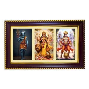 Shiva-Durga-Hanuman Photo Frame 8x4 Inch | Glossy Maroon Polystyrene Frame | Divine Wall & Table Decor | Temple Decoration & Gift Item (Pack Of 1) (F20865) Shiva-Durga-Hanuman Photo Frame 8x4 Inch | Glossy Maroon Polystyrene Frame | Divine Wall & Table Decor | Temple Decoration & Gift Item (Pack Of 1) (F20865)