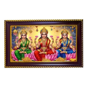 Mata Lakshmi Photo Frame 12x8 Inch | Glossy Maroon Polystyrene Frame | Divine Wall & Table Decor | Temple Decoration & Gift Item (Pack Of 1) (F20461)