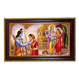 Lord Ram Sita Photo Frame 12x8 Inch | Glossy Maroon Polystyrene Frame | Divine Wall & Table Decor | Temple Decoration & Gift Item (Pack Of 1) (F20231) Lord Ram Sita Photo Frame 12x8 Inch | Glossy Maroon Polystyrene Frame | Divine Wall & Table Decor | Temple Decoration & Gift Item (Pack Of 1) (F20231)