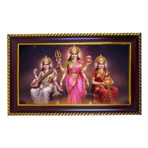 TriDevi Photo Frame 8x4 Inch | Glossy Maroon Polystyrene Frame | Divine Wall & Table Decor | Temple Decoration & Gift Item (Pack Of 1) (F20146)
