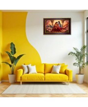 Vishnu Laxmi Photo Frame 10x6 Inch | Glossy Maroon Polystyrene Frame | Divine Wall & Table Decor | Temple Decoration & Gift Item (Pack Of 1) (F20354)
