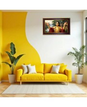Shree Gauranga Mahaprabhu Photo Frame 10x6 Inch | Glossy Maroon Polystyrene Frame | Divine Wall & Table Decor | Temple Decoration & Gift Item (Pack Of 1) (F20391)
