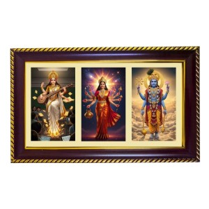 Vishnu-Sarswati-Lakshmi Photo Frame 10x6 Inch | Glossy Maroon Polystyrene Frame | Divine Wall & Table Decor | Temple Decoration & Gift Item (Pack Of 1) (F21102) Vishnu-Sarswati-Lakshmi Photo Frame 10x6 Inch | Glossy Maroon Polystyrene Frame | Divine Wall & Table Decor | Temple Decoration & Gift Item (Pack Of 1) (F21102)