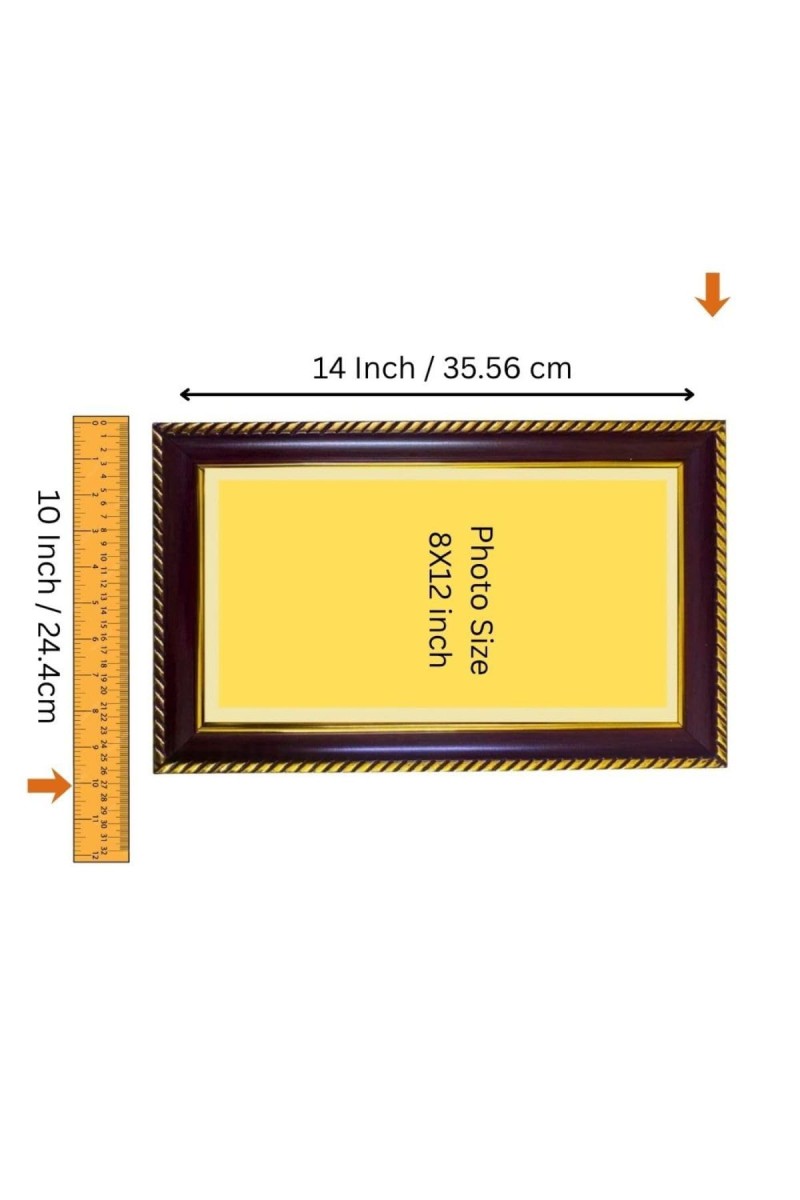 Tridevi Photo Frame 12x8 Inch | Glossy Maroon Polystyrene Frame | Divine Wall & Table Decor | Temple Decoration & Gift Item (Pack Of 1) (F21256)
