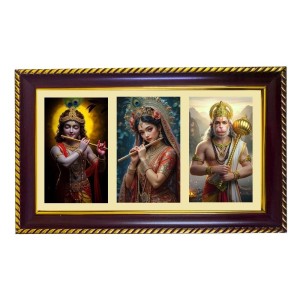 Krishna-Radha-Hanuman Photo Frame 14x10 Inch | Glossy Maroon Polystyrene Frame | Divine Wall & Table Decor | Temple Decoration & Gift Item (Pack Of 1) (F21059) Krishna-Radha-Hanuman Photo Frame 14x10 Inch | Glossy Maroon Polystyrene Frame | Divine Wall & Table Decor | Temple Decoration & Gift Item (Pack Of 1) (F21059)