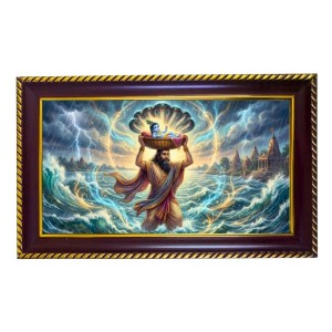 Vasudeev KRISHNA Photo Frame 8x4 Inch | Glossy Maroon Polystyrene Frame | Divine Wall & Table Decor | Temple Decoration & Gift Item (Pack Of 1) (F20276)