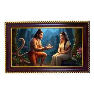 Mata Sita Hanuman Photo Frame 8x4 Inch | Glossy Maroon Polystyrene Frame | Divine Wall & Table Decor | Temple Decoration & Gift Item (Pack Of 1) (F20251) Mata Sita Hanuman Photo Frame 8x4 Inch | Glossy Maroon Polystyrene Frame | Divine Wall & Table Decor | Temple Decoration & Gift Item (Pack Of 1) (F20251)