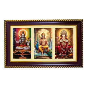 Shiva-Murgan-Ganesha Photo Frame 14x10 Inch | Glossy Maroon Polystyrene Frame | Divine Wall & Table Decor | Temple Decoration & Gift Item (Pack Of 1) (F21014) Shiva-Murgan-Ganesha Photo Frame 14x10 Inch | Glossy Maroon Polystyrene Frame | Divine Wall & Table Decor | Temple Decoration & Gift Item (Pack Of 1) (F21014)