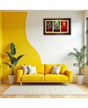 Shiva-Parvati-Ganesha Photo Frame 12x8 Inch | Glossy Maroon Polystyrene Frame | Divine Wall & Table Decor | Temple Decoration & Gift Item (Pack Of 1) (F21314)