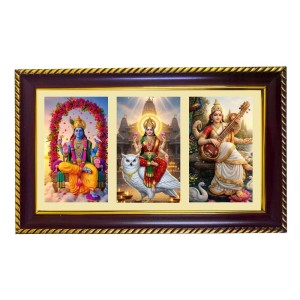 Vishnu-Laxmi-Sarswati Photo Frame 8x4 Inch | Glossy Maroon Polystyrene Frame | Divine Wall & Table Decor | Temple Decoration & Gift Item (Pack Of 1) (F20929) Vishnu-Laxmi-Sarswati Photo Frame 8x4 Inch | Glossy Maroon Polystyrene Frame | Divine Wall & Table Decor | Temple Decoration & Gift Item (Pack Of 1) (F20929)