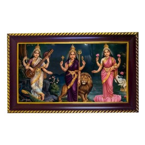 TriDevi Photo Frame 8x4 Inch | Glossy Maroon Polystyrene Frame | Divine Wall & Table Decor | Temple Decoration & Gift Item (Pack Of 1) (F20133)