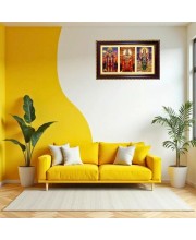 Vishnu-Vittal-Lakshmi Photo Frame 14x10 Inch | Glossy Maroon Polystyrene Frame | Divine Wall & Table Decor | Temple Decoration & Gift Item (Pack Of 1) (F21406)