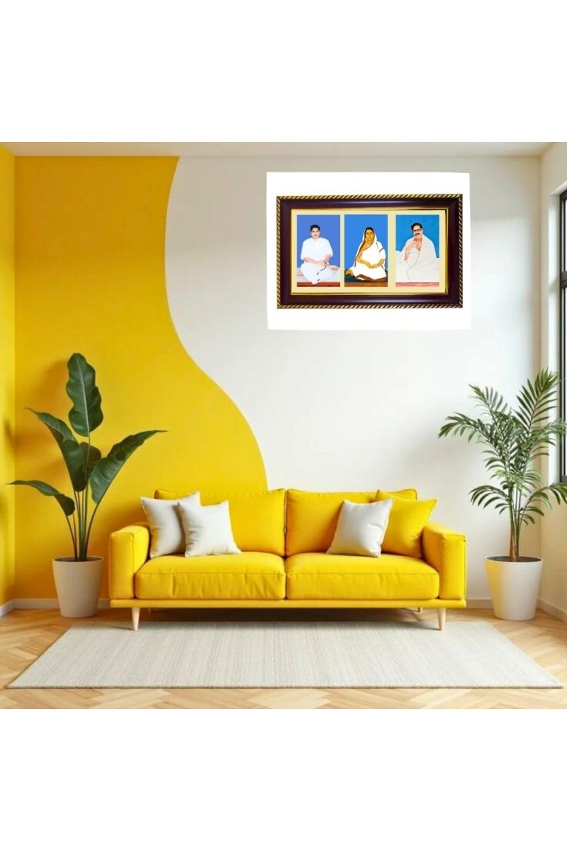 Sri Thakur Anukul Chandra, Baroma, And Barda. Photo Frame 10x6 Inch | Glossy Maroon Polystyrene Frame | Divine Wall & Table Decor | Temple Decoration & Gift Item (Pack Of 1) (F21252)