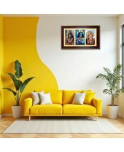 Radha-Krishna-Ganesha Photo Frame 12x8 Inch | Glossy Maroon Polystyrene Frame | Divine Wall & Table Decor | Temple Decoration & Gift Item (Pack Of 1) (F21309)