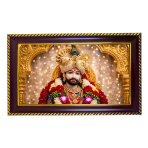 Lord Khatushyam Photo Frame 14x10 Inch | Glossy Maroon Polystyrene Frame | Divine Wall & Table Decor | Temple Decoration & Gift Item (Pack Of 1) (F20699)