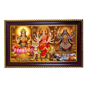 Tridevi Photo Frame 8x4 Inch | Glossy Maroon Polystyrene Frame | Divine Wall & Table Decor | Temple Decoration & Gift Item (Pack Of 1) (F20265)