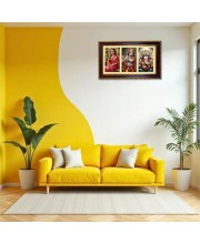 Radha-Krishna-Ganesha Photo Frame 12x8 Inch | Glossy Maroon Polystyrene Frame | Divine Wall & Table Decor | Temple Decoration & Gift Item (Pack Of 1) (F21300)