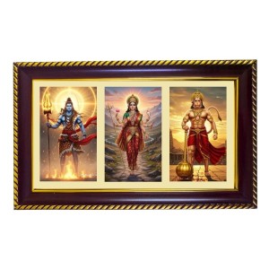 Shiva-Parvti-Nandi Photo Frame 10x6 Inch | Glossy Maroon Polystyrene Frame | Divine Wall & Table Decor | Temple Decoration & Gift Item (Pack Of 1) (F21005)