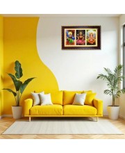 Sarswati-Lakshmi-Ganpati Photo Frame 10x6 Inch | Glossy Maroon Polystyrene Frame | Divine Wall & Table Decor | Temple Decoration & Gift Item (Pack Of 1) (F21100)