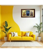 Shiva-Vishnu-Ganpati Photo Frame 10x6 Inch | Glossy Maroon Polystyrene Frame | Divine Wall & Table Decor | Temple Decoration & Gift Item (Pack Of 1) (F20977)