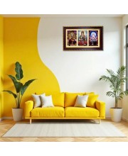 Shiva-Parvati-Ganesha Photo Frame 12x8 Inch | Glossy Maroon Polystyrene Frame | Divine Wall & Table Decor | Temple Decoration & Gift Item (Pack Of 1) (F21315)